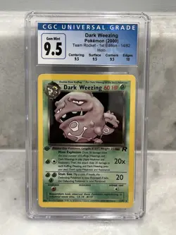 CGC 9.5 Dark Weezing Team Rocket 1st Edition 14/82 Holo Pokemon Card - Image 1