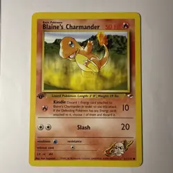 Pokemon TCG Blaine's Charmander 1st Edition Common Card 61/132 Gym Heroes - Image 1
