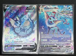Pokemon TCG Vaporeon V SWSH181 and Vaporeon VMAX SWSH182 Black Star Promo Cards - Image 1
