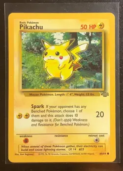 Pikachu 1999 Pokemon Jungle 60/64 NM WOTC Vintage Non-Holo Electric Type Card - Image 1