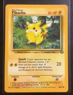 Pikachu 1999 Pokemon Jungle 60/64 NM WOTC Vintage Non-Holo Electric Type Card - Image 2