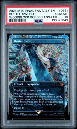MtG Buster Sword Woodblock Borderless Foil Final Fantasy - PSA 10 - Image 1