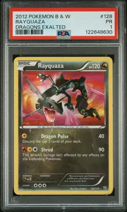 2012 POKEMON B&W DRAGONS EXALTED #128 RAYQUAZA PSA 1 - Image 1