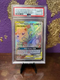 Pokemon Mega Lopunny & Jigglypuff GX 261/236 TAG TEAM Cosmic Eclipse PSA 10 Rare - Image 1