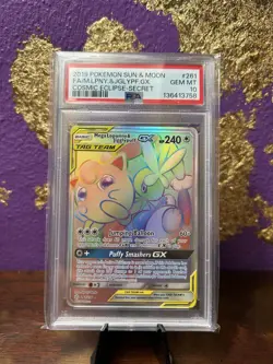 Pokemon Mega Lopunny & Jigglypuff GX 261/236 TAG TEAM Cosmic Eclipse PSA 10 Rare - Image 3