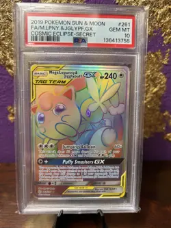 Pokemon Mega Lopunny & Jigglypuff GX 261/236 TAG TEAM Cosmic Eclipse PSA 10 Rare - Image 4