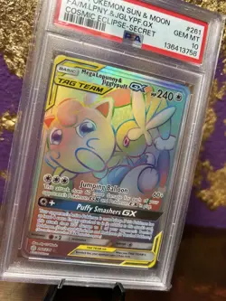 Pokemon Mega Lopunny & Jigglypuff GX 261/236 TAG TEAM Cosmic Eclipse PSA 10 Rare - Image 5