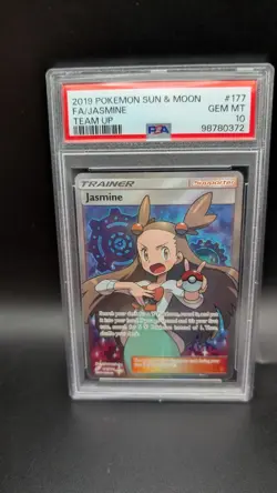 FULL ART FA JASMINE PSA 10 2019 POKEMON SUN & MOON TEAM UP #177/181 GEM 2397 - Image 1