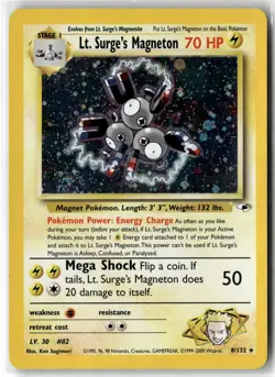 Lt. Surge's Magneton ⭐ 8/132 Holo Rare Gym Heroes 2000 Pokemon LP - Image 1