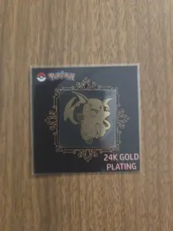 24k Gold Plated Pokemon Raichu Sticker Pack Fresh - Image 1
