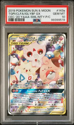 PSA 10 2019 POKEMON SUN & MOON COSMIC ECLIPSE TOGEPI & CLEFFA & IGGLYBUFF GX - Image 1