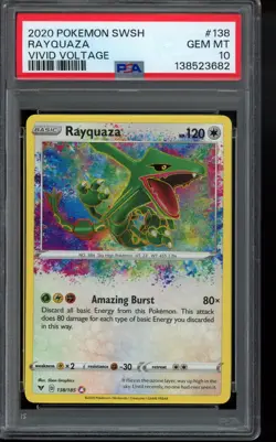 PSA 10 - 2020 Rayquaza 138/185 Swsh04: Vivid Voltage Holo Pokemon - Image 1