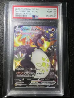 2021 POKEMON SWORD & SHIELD SHINING FATES #SV107 FULL ART/CHARIZARD VMAX PSA 10 - Image 2