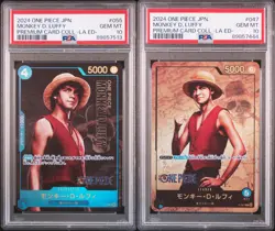 SET 2 PSA 10 GEM MINT JAPANESE ONE PIECE MONKEY D. LUFFY FILM RED P-055 P-047 - Image 1