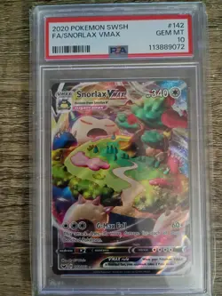 Snorlax VMAX 142/202 Swsh01: Sword & Shield Pokemon Card PSA 10 - Image 1