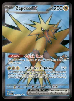 Pokemon Cards Zapdos ex 192/165 151 Ultra Rare NM - Image 1