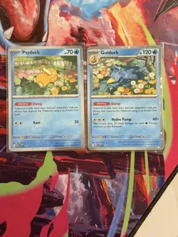Pokemon TCG Psyduck and Golduck Mega Evolution Promo Card 007 & 008 - Image 1