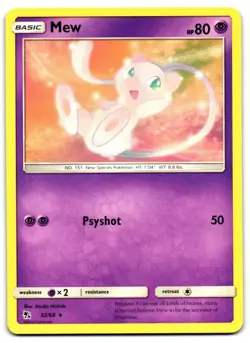Mew 32/68 - Hidden Fates Rare Pokemon TCG - M/LP Card - Image 1
