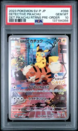 2023 POKEMON JPN SV-P PROMO #098 DETECTIVE PIKACHU PSA 10 - Image 1