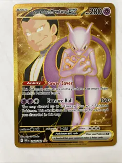 Team Rocket's Mewtwo ex 240/182 Destined Rivals Pokemon Gold Hyper Rare TCG NM - Image 1