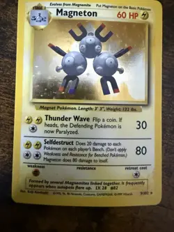 Pokemon TCG Magneton Base Set Holo Rare 9/102 LP - Image 1