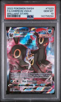 2022 POKEMON SWORD & SHIELD BRILLIANT STARS #TG23 FULL ART/UMBREON VMAX PSA 10 - Image 1