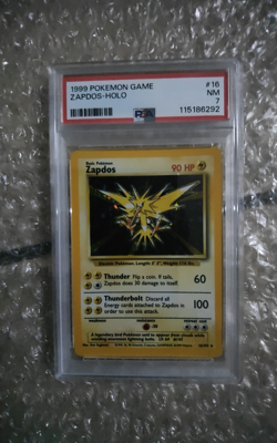 1999 POKEMON BASE SET UNLIMITED #16 ZAPDOS-HOLO PSA 7 - Image 1