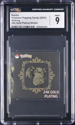 Raichu Pokemon Candy Stickers (2023) Korean 24k Gold Plating CGC 10 GEM MINT - Image 1