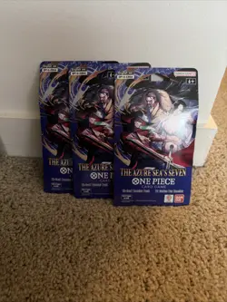 One Piece TCG English Op-14 The Azure Seas Seven Sleeved Pack Lot Of 3 - Image 1