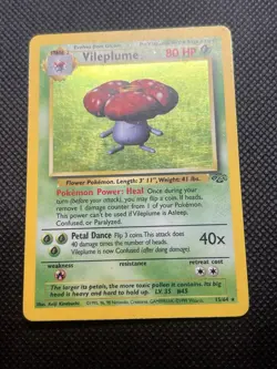 Vileplume 15/64 Jungle Unlimited Rare Holo 1999 MP-LP Pokemon TCG Card - Image 1