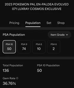 Luxray - PSA 10 - Paldea Evolved 071/193 Cosmos Holo Promo Pokemon Card Low Pop - Image 3