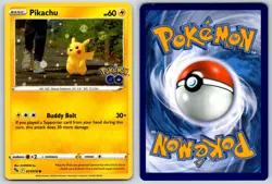 Pikachu (Cosmos Holo) Pokemon GO 027/078 Common Pokemon Card LP - Image 3