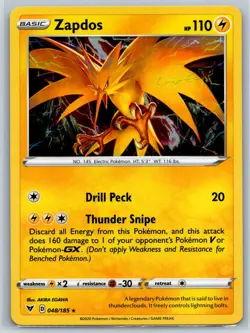 Zapdos - Cosmos Holo - Vivid Voltage 048/185 Blister Promo Pokemon Card NM - Image 1