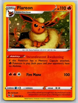 Flareon (Cosmos Holo) Vivid Voltage 026/185 Pokemon Card NM - Image 1