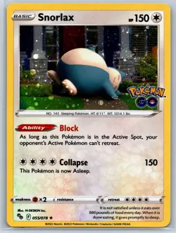 Snorlax - Cosmos Holo - Pokemon GO 055/078 Tin Promo 151 Card NM - Image 1