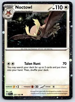 Noctowl - Cosmos Holo - Temporal Forces 127/162 Promo Pokemon Card NM - Image 1