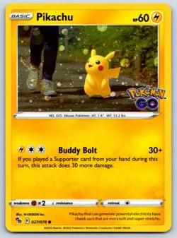 Pikachu (Cosmos Holo) Pokemon GO 027/078 Card LP - Image 1