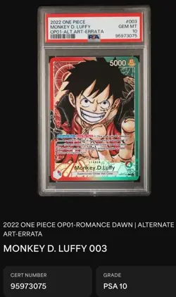 One Piece Trading Card Game PSA 10 Collection 5 cards - Image 2