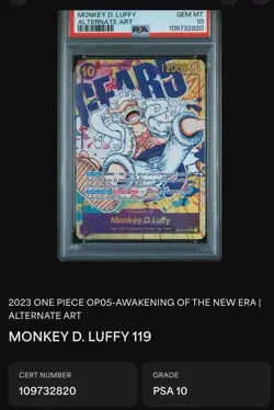 One Piece Trading Card Game PSA 10 Collection 5 cards - Image 3