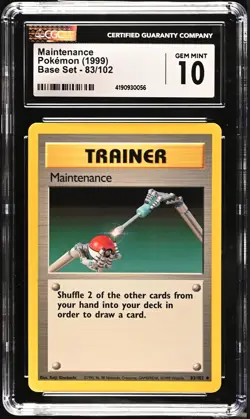CGC 10 GEM MINT Maintenance 83/102 Base Set Trainer Pokemon Card - Image 1