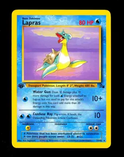 1999 Pokemon LAPRAS Fossil Set 1ST EDITION Non Holo RARE Card 25/62 WotC NM - Image 1