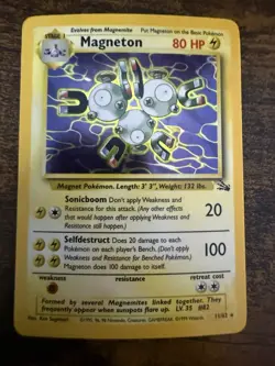 Pokemon TCG Magneton Fossil Holo Rare Card 11/62 LP - Image 1