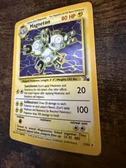 Pokemon TCG Magneton Fossil Holo Rare Card 11/62 LP - Image 3
