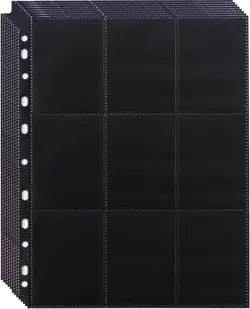 9 Pocket Double Sided Binder Page With 11 rings For Pokemon/MTG 10 Sheets Black - Image 1