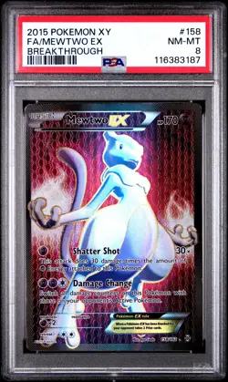 2015 POKEMON XY BREAKTHROUGH #158 FULL ART/MEWTWO EX PSA 8 - Image 1