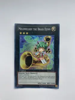 YS12-EN042 Melomelody the Brass Djinn Super Rare 1st Edition Mint YuGiOh Card - Image 1