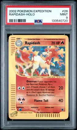2002 Pokemon Expedition # 26 Rapidash Holo PSA 9 Card MINT - Image 1