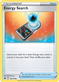 128/159 ENERGY SEARCH UNCOMMON CROWN ZENITH POKEMON CARD - Image 1