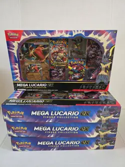 🚨POKEMON TCG MEGA LUCARIO EX FIGURE COLLECTION CARDS ENG Lot Of 4 Ready To Ship - Image 1