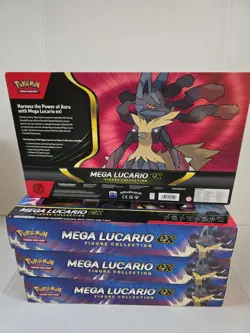 🚨POKEMON TCG MEGA LUCARIO EX FIGURE COLLECTION CARDS ENG Lot Of 4 Ready To Ship - Image 5
